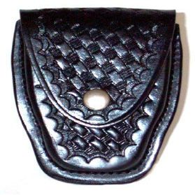 Aetco Leather Standard Handcuff Case, Black, Basketweave, Nickel Snap Standard Handcuff Case, Black, Basketweave, Nickel Snap