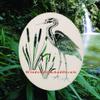 Oval Egret & Cattails Right Etched Window Decal Vinyl Glass Cling - 15" x 23" - White with Clear Design Elements view 1