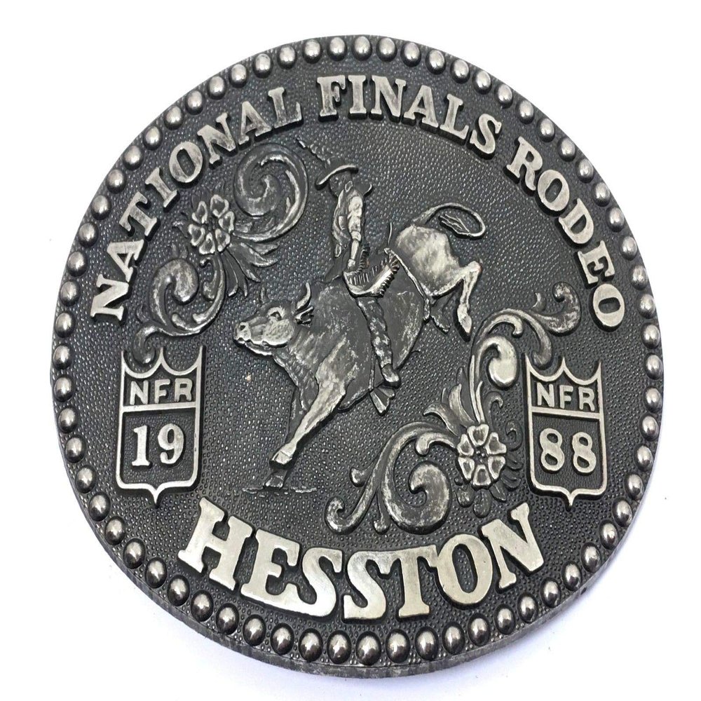 1988 Hesston/National Finals Rodeo Commemorative Belt Buckle -- Bull Riding