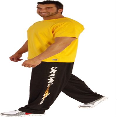 Black 600mp Loose Fit Microfiber Workout Gym Sweatpants with Yellow Tribal Graphic on Leg