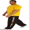 Black 600mp Loose Fit Microfiber Workout Gym Sweatpants with Yellow Tribal Graphic on Leg view 1