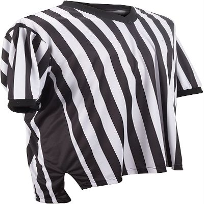Adams USA Smitty Performance Mesh Side Panel V-Neck Referee Shirt (Black/White, Medium)