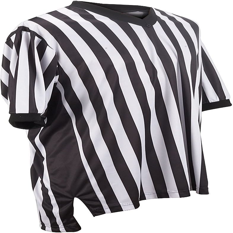 Adams USA Smitty Performance Mesh Side Panel V-Neck Referee Shirt (Black/White, Medium)