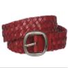 1 1/4" Women's Braided Woven Leather Belt, Red | M/L - 36" view 2