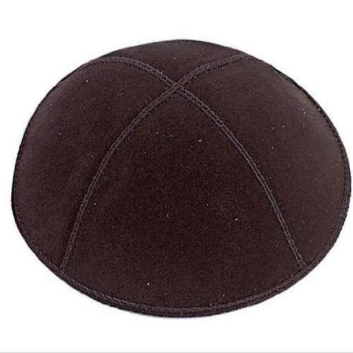 Black Suede Leather Four Panel Kippah Yarmulkah Yarmulke
