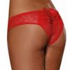Dreamgirl Women's Ruffle Back Open Crotch Panty, Red, Small view 1