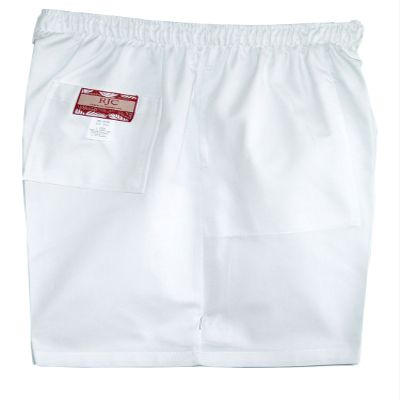 Men's Elastic Waistband 3 Pockets Cotton Twill Solid Shorts in White - 3X