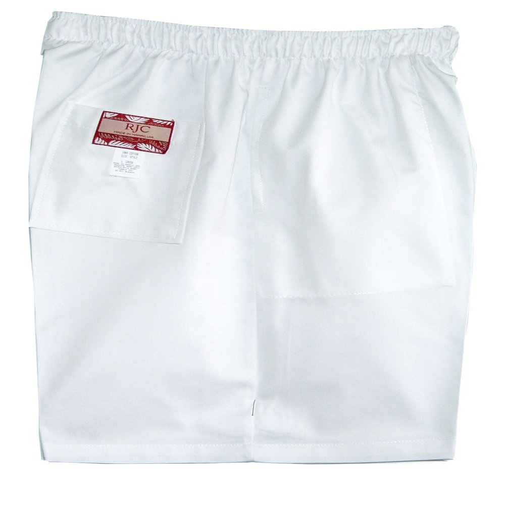 Men's Elastic Waistband 3 Pockets Cotton Twill Solid Shorts in White - 3X