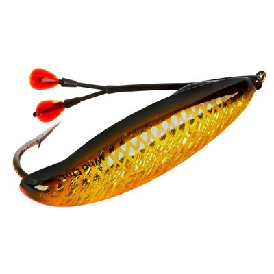 BOMBER Saltwater Grade Who Dat Weedless Rattling Spoon Fishing Lure - Gold Black Orange, 2 5/8", 7/8 oz, (BSWWRS3390)