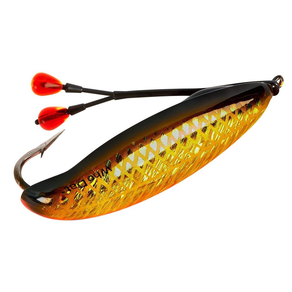 BOMBER Saltwater Grade Who Dat Weedless Rattling Spoon Fishing Lure - Gold Black Orange, 2 5/8", 7/8 oz, (BSWWRS3390)