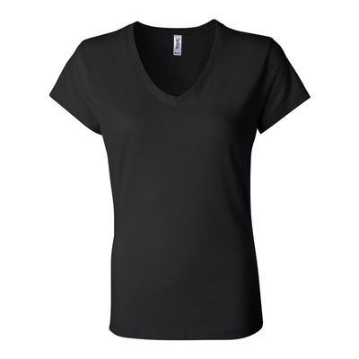 Ladies' 4.2 oz. V-Neck, Black, L