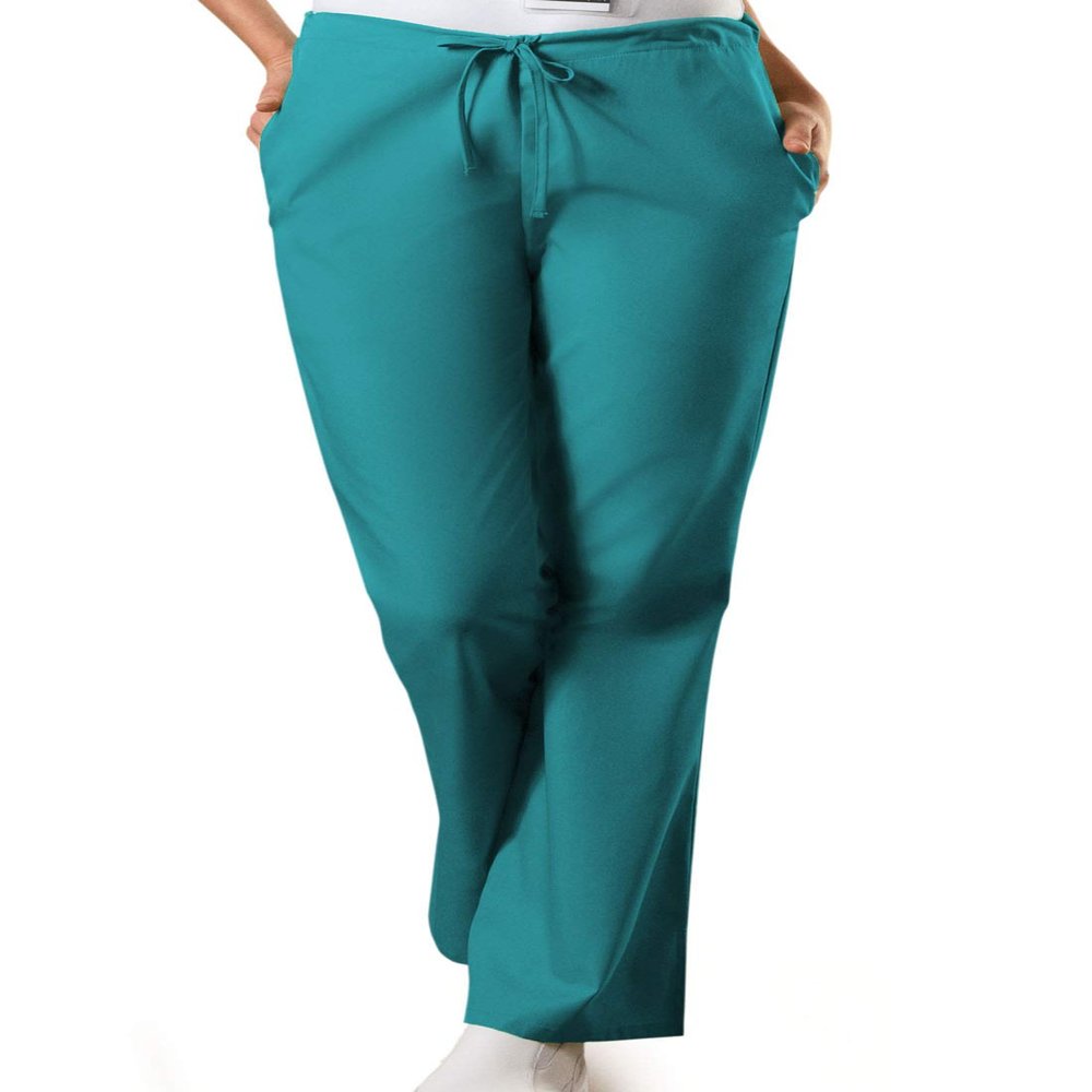 Cherokee Women's Fashionable Flare Leg Drawstring Pant, Teal Blue, 2X-Small Petite