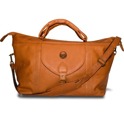 NHL Buffalo Sabres Pangea Tan Leather Top Zip Travel Bag