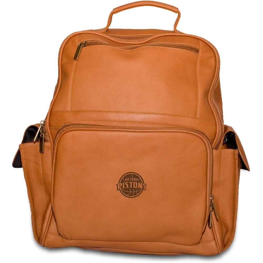 NBA Detroit Pistons Tan Leather Large Computer Backpack
