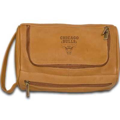 NBA Chicago Bulls Tan Leather Shave Kit Bag