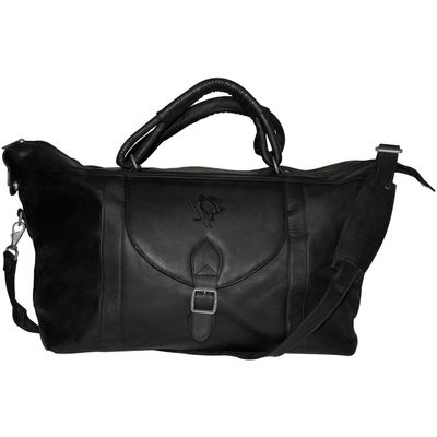 NHL Pittsburgh Penguins Black Leather Top Zip Travel Bag