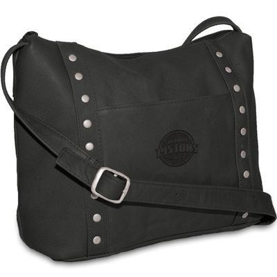 NBA Detroit Pistons Black Leather Women's Mini Top Zip Handbag