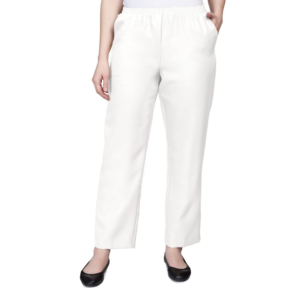 Alfred Dunner Women's Poly Proportioned Short Pant, White, 6 Petite