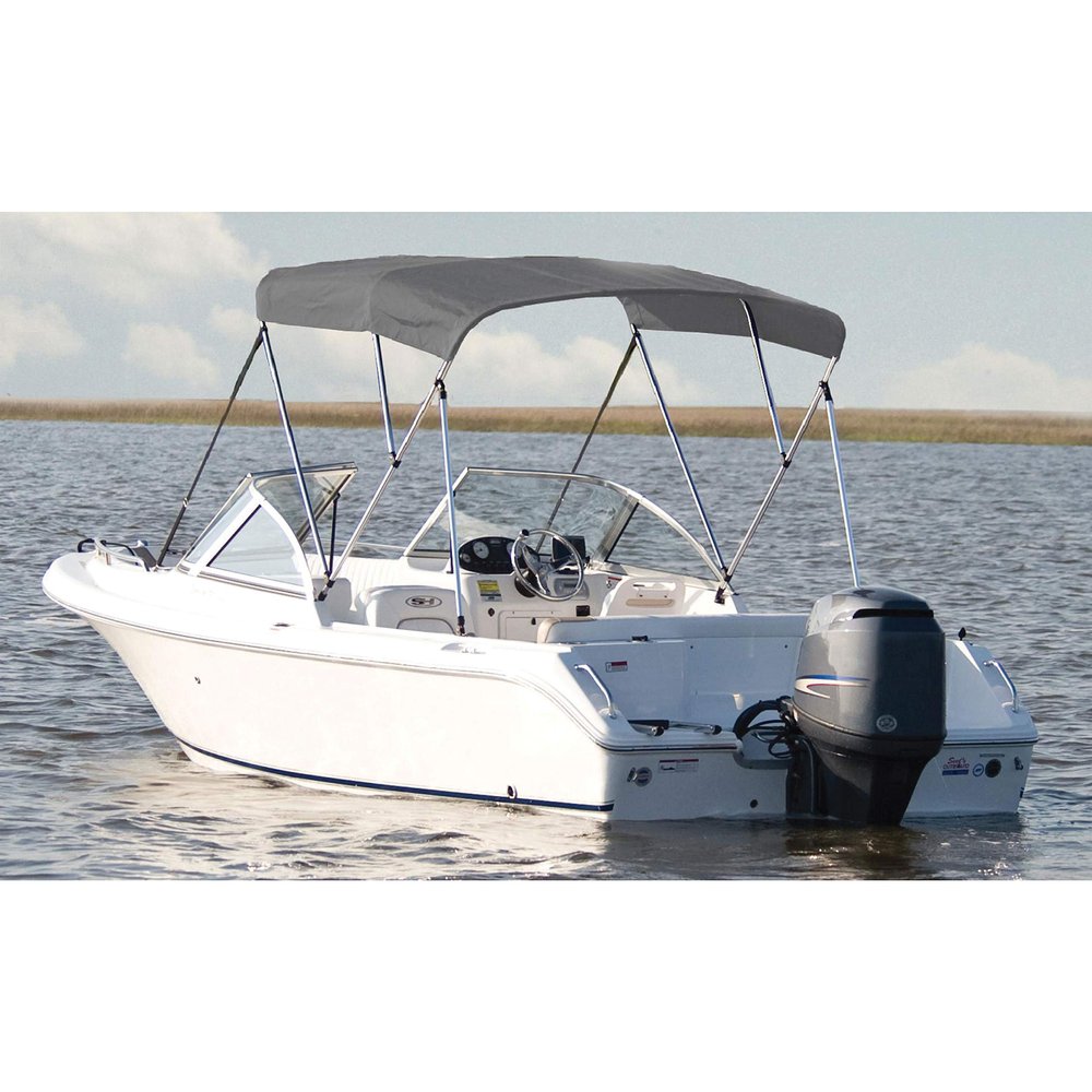 Carver A5487TB-10 Assembled 54" x 6' x 85-90" 3-Bow Bimini Top with Boot, Gray