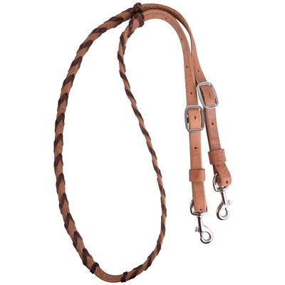 Latigo Laced Barrel Rein, 5/8-inch Thick Buckle and Keeper Snap Ends