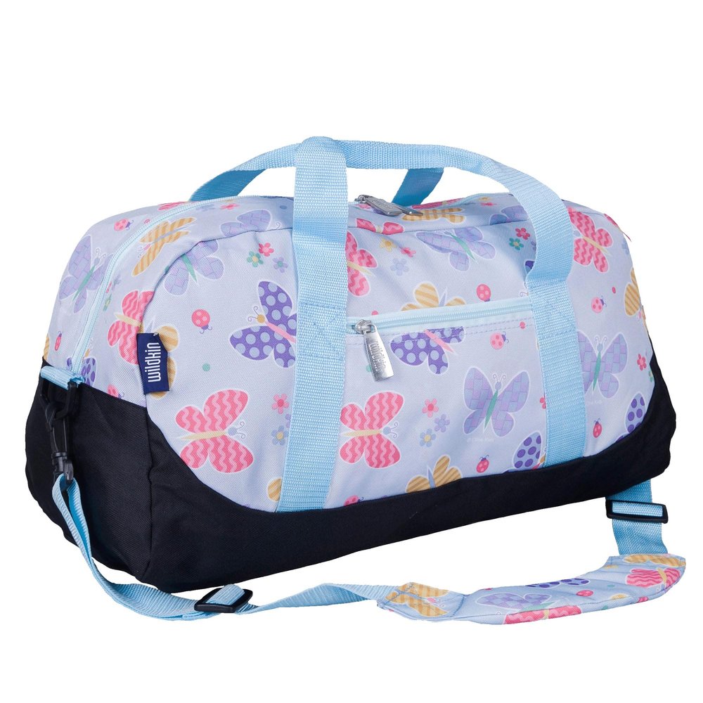 Wildkin Kids Overnighter Duffel Bag Carry-On Size, Ideal for School & Sleepovers Butterfly Garden