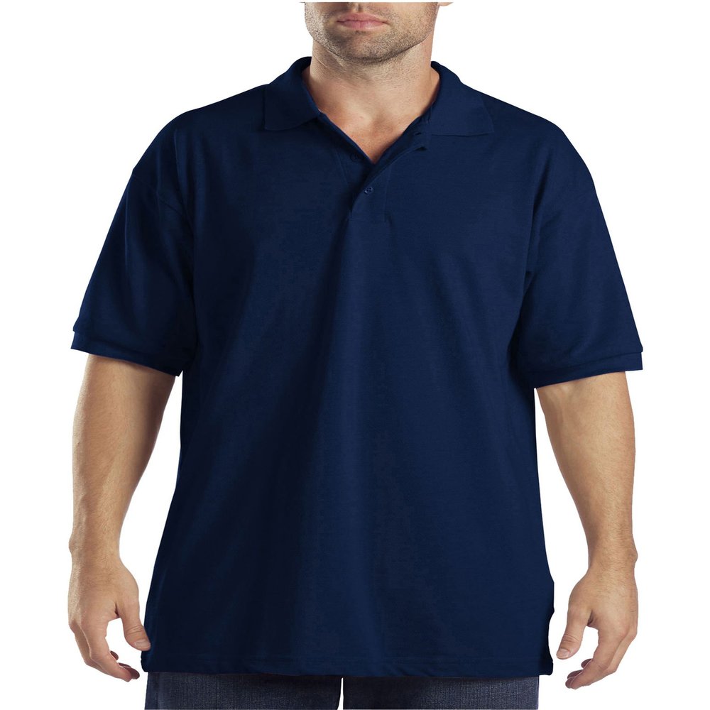 Dickies Men's Short Sleeve Pique Polo, Dark Navy, Small