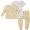 Absorba Newborn Neutral Pima Cotton 3 Piece Bodysuit, Cardigan & Pant Set White/Yellow, 3-6 Months
