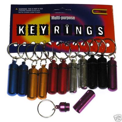 Aluminium Pill Money Note Keyring Spy Cash Stash Screw Top Keychain- RANDOM C...