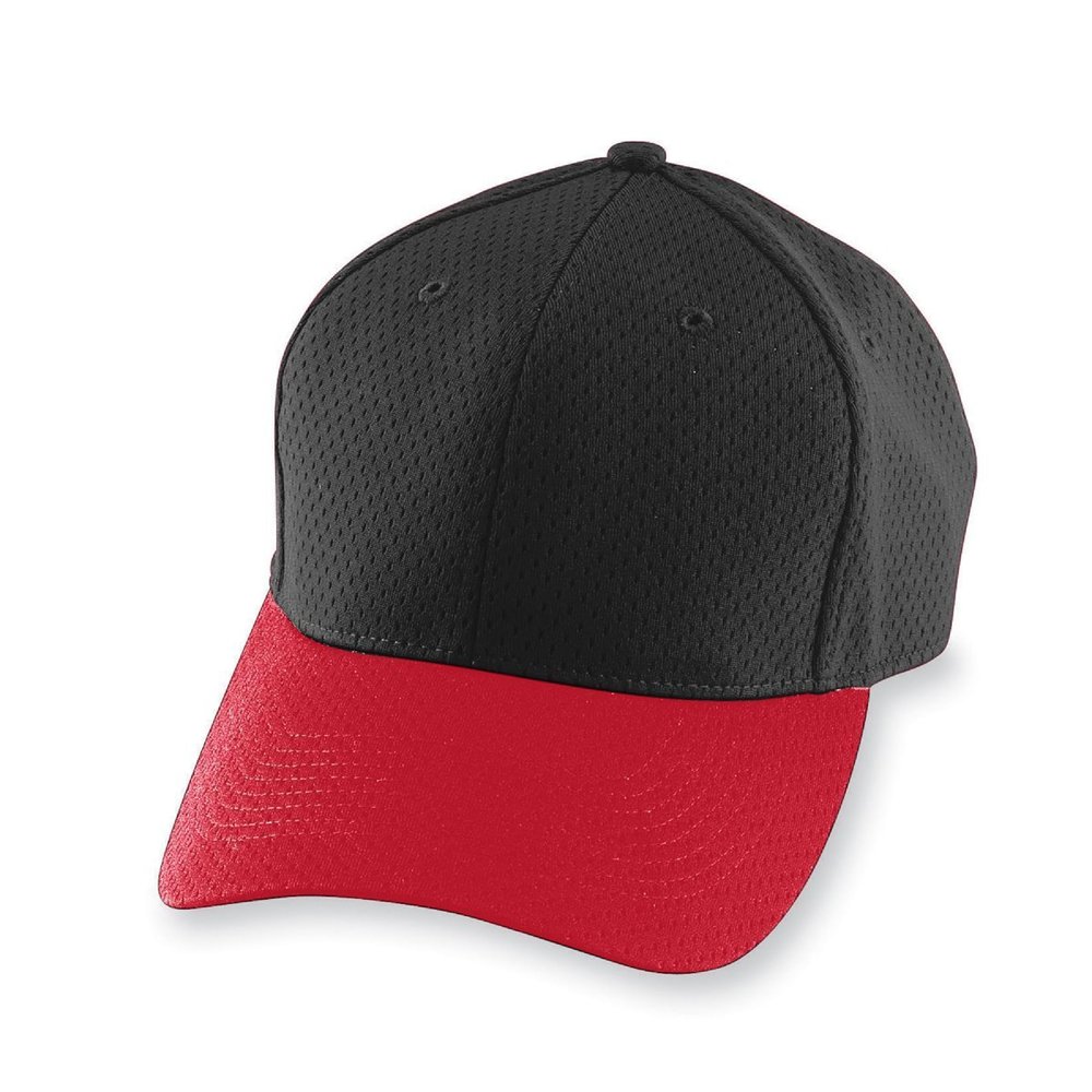 Augusta Sportswear Athletic Mesh Cap Black/Red OS