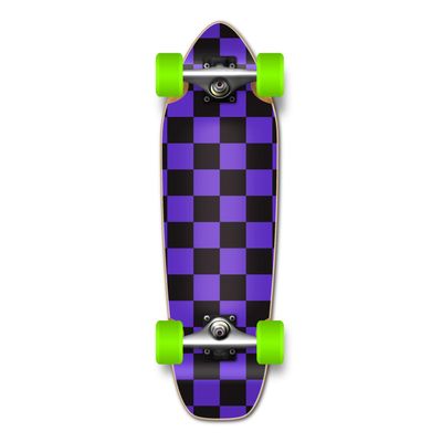 Yocaher New Complete Longboard- Mini Cruiser- Banana Cruiser 27" X 8", Checker Purple
