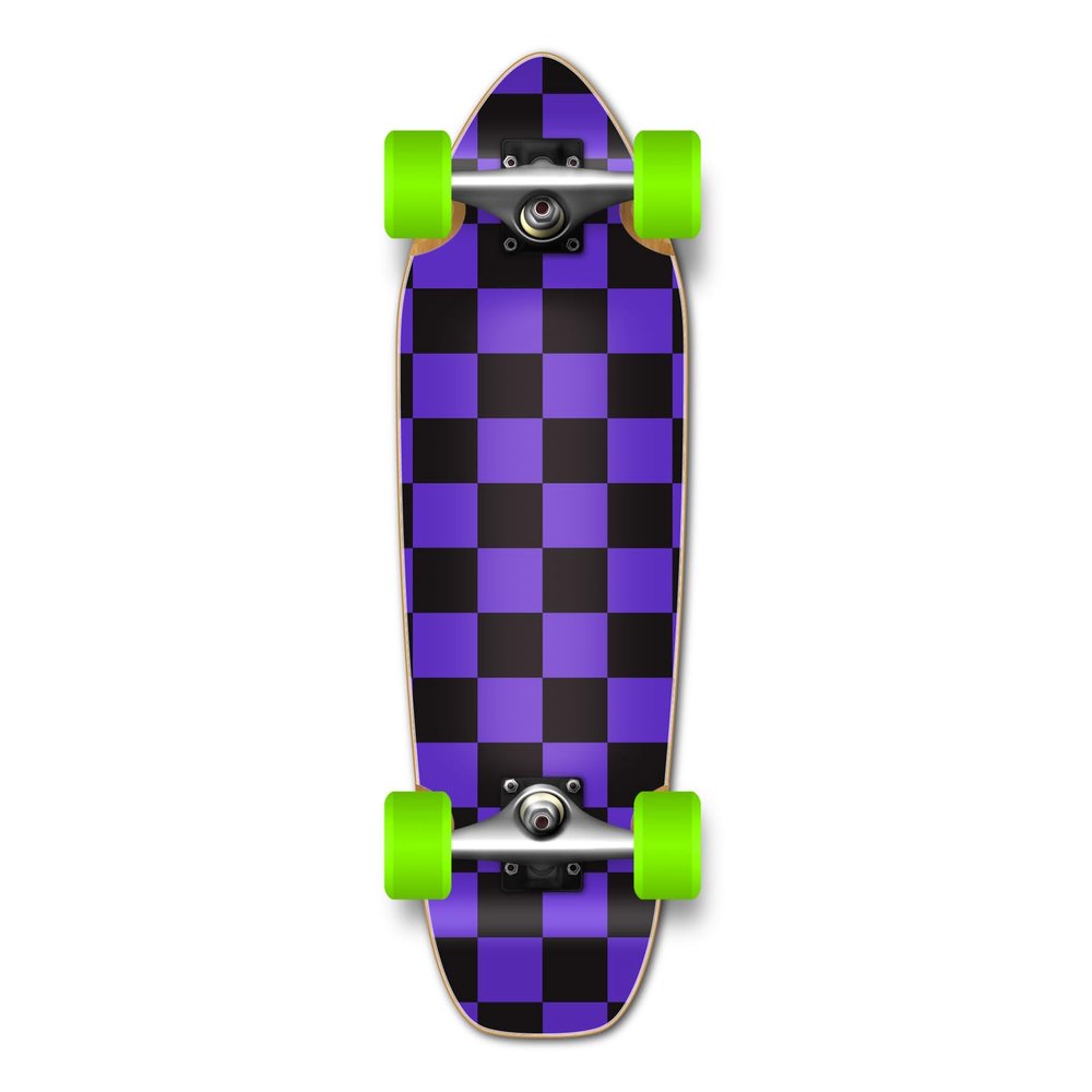 Yocaher New Complete Longboard- Mini Cruiser- Banana Cruiser 27" X 8", Checker Purple