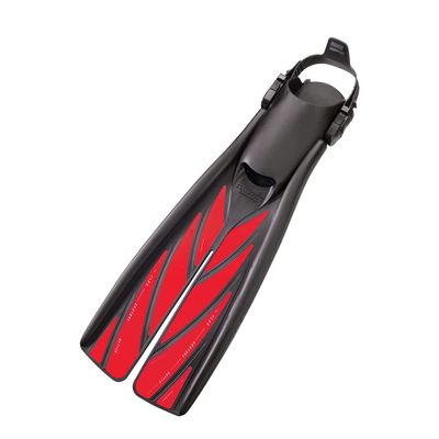 ATOMIC AQUATICS SplitFins, Open Heel | Ideal for Scuba Diving and Snorkeling | Unique SplitFin Design Provides More Efficiency, Power, Thrust, and Speed Than Traditional Paddle fins | Royal Blue, S
