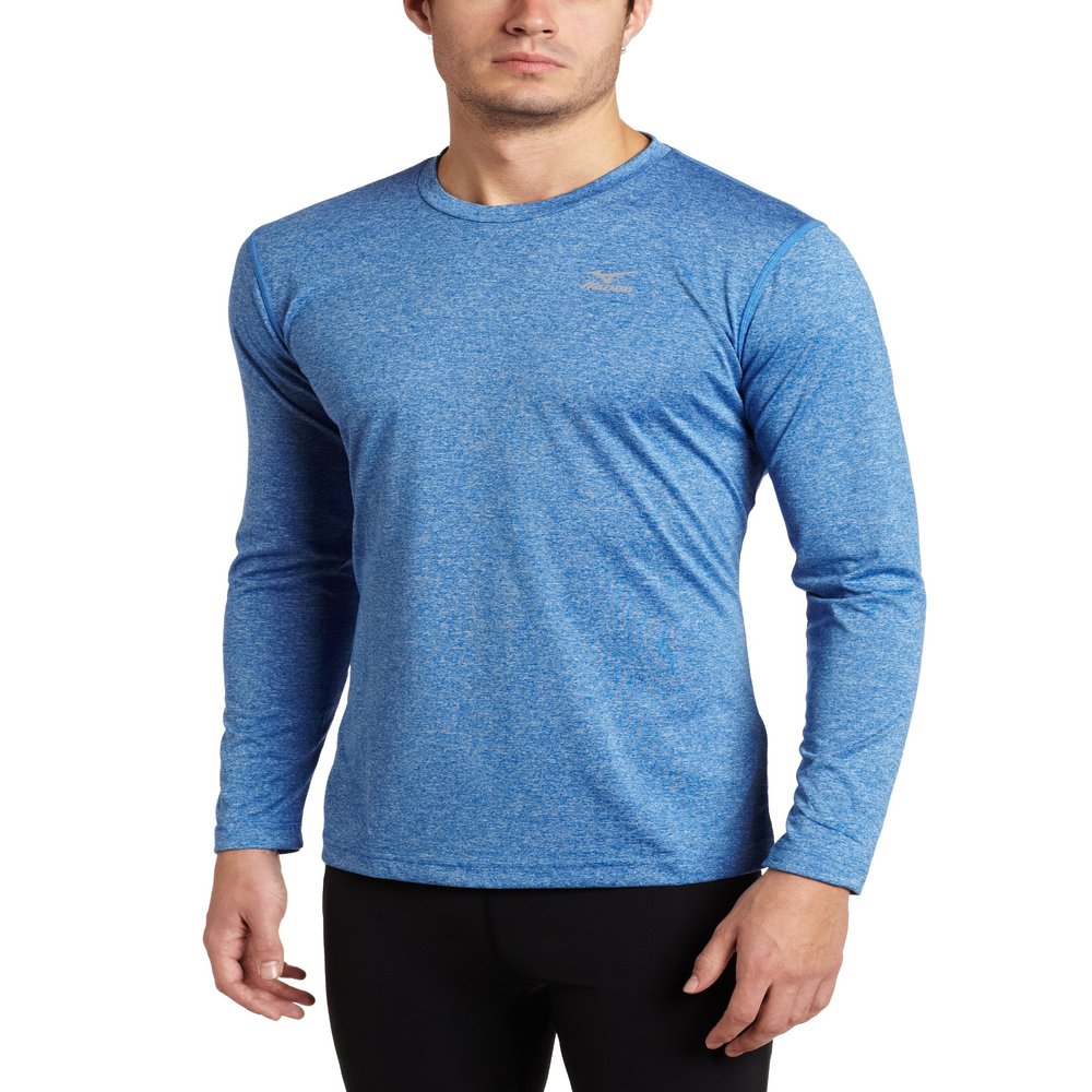 Mizuno Men's Inspire Long Sleeve Blank Tee, Blue, X-Large