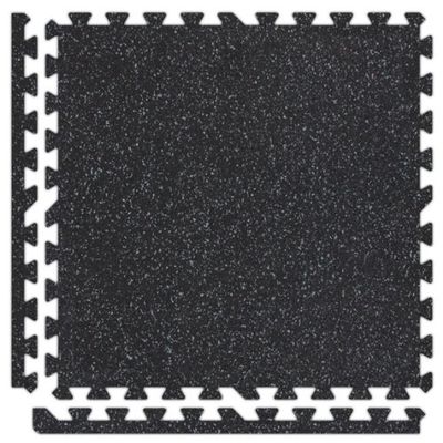 Alessco 6' x 6' x 3/8" (9 Pieces) Black/Grey SoftRubber Interlocking Comfortable Recycled Rubber/EVA Foam Rubber