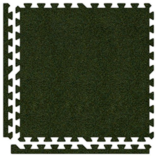 Alessco 6' x 6' (9 Pieces) Grass Green Premium SoftCarpets Interlocking Comfortable Carpet/EVA Foam Rubber