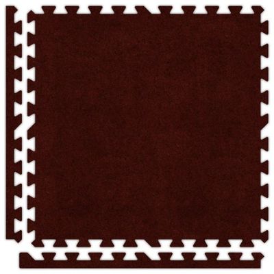 Alessco 10' x 10' (25 Pieces) Burgundy Premium SoftCarpets Interlocking Comfortable Carpet/EVA Foam Rubber