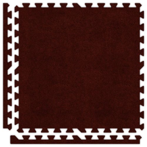Alessco 10' x 10' (25 Pieces) Burgundy Premium SoftCarpets Interlocking Comfortable Carpet/EVA Foam Rubber