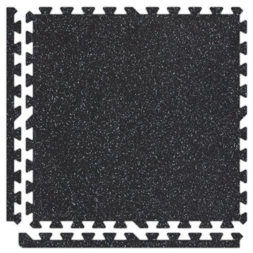 Alessco 10' x 10' x 3/8" (25 Pieces) Black/Grey SoftRubber Interlocking Comfortable Recycled Rubber/EVA Foam Rubber