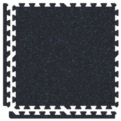 8' x 8' x 3/4" (16 pieces) Black/Royal Blue SoftRubber Interlocking Comfortable Recycled Rubber/EVA Foam Rubber