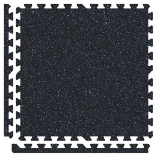 8' x 8' x 3/4" (16 pieces) Black/Royal Blue SoftRubber Interlocking Comfortable Recycled Rubber/EVA Foam Rubber