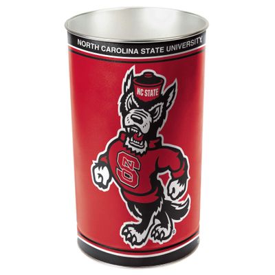 NCAA North Carolina State University Tapered Wastebasket, 15" H