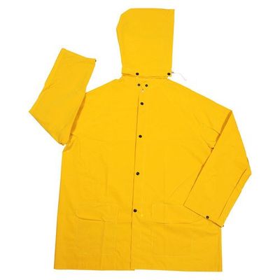 Cordova RJ352YL Stormfront .35 MM PVC/Polyester, Yellow 2-Piece Rain Jacket, Corduroy Collar, Storm Fly Front, Detachable Hood, Large