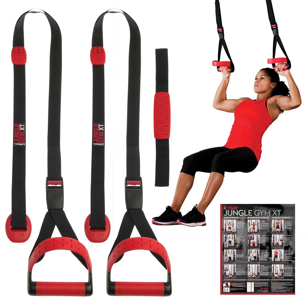 Lifeline Jungle Gym XT Body Weight Suspension Trainer System Patented Split Anchor, Full-Body Workout, Lightweight Home Suspension Training Kit for Home Gym, Workout Equipment