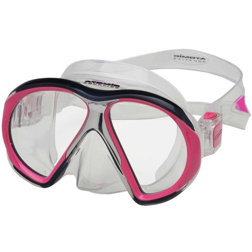 Atomic Sub Frame Medium FIT Scuba Diving Mask for Narrower Faces, Snorkeling, Spearfishing, Free Diving (Clear w/Pink)