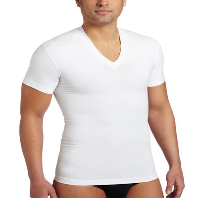 2(X)IST Men's Shapewear Form V-Neck T-Shirt Pure White