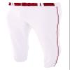 A4 Mens Pro-Style Elastic Bottom Baseball Pant, Small, White/Cardinal view 1