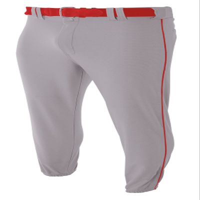 A4 Mens Pro-Style Elastic Bottom Baseball Pant, 2XL, Grey/Scarlet