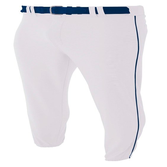 A4 Mens Pro-Style Elastic Bottom Baseball Pant, 2XL, White/Navy