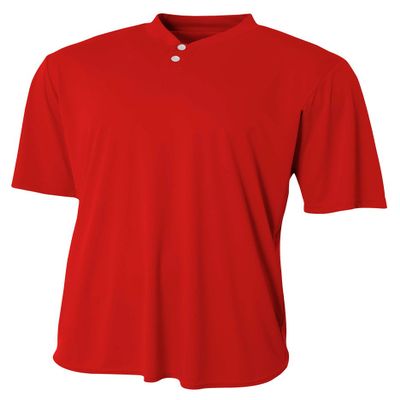 A4 Mens Tek 2-Button Henley, 2XL, Scarlet