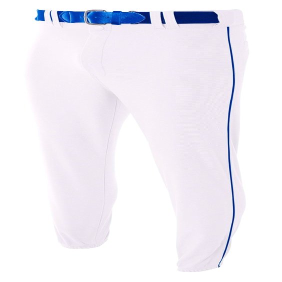 A4 Mens Pro-Style Elastic Bottom Baseball Pant, XL, White/Royal